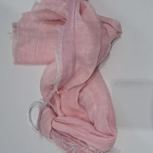 Sasso + Smyth Linen Blend Pink Scarf W/Metallic Detail